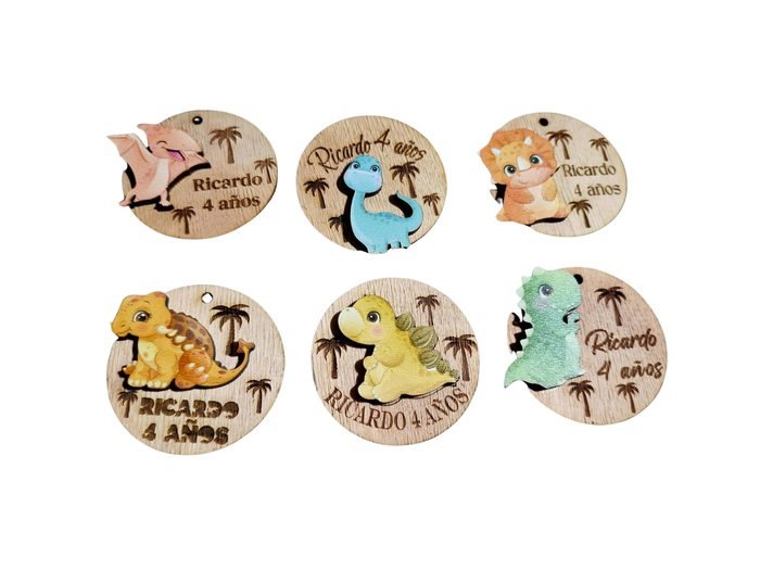 Imán 5 cm Madera con Dinosaurio en Relieve (6 Modelos)