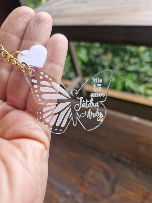 Llavero 5 cm Mariposa 15 Años con Dije Corazón