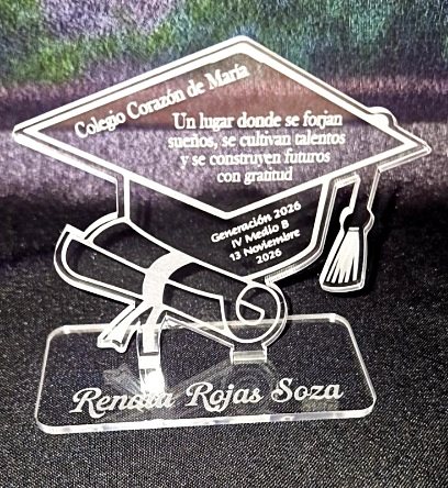 Galvano Mini Birrete y Diploma en Acrílico Clear (10 cm)
