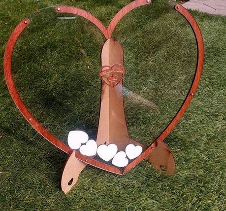 Corazón de Firmas en Acrílico y Madera (40 cm)