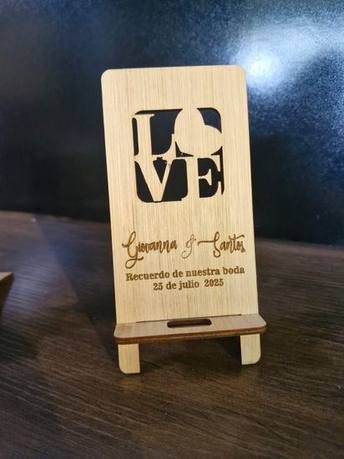 Porta Celulares en Madera para Boda (15x7 cm)